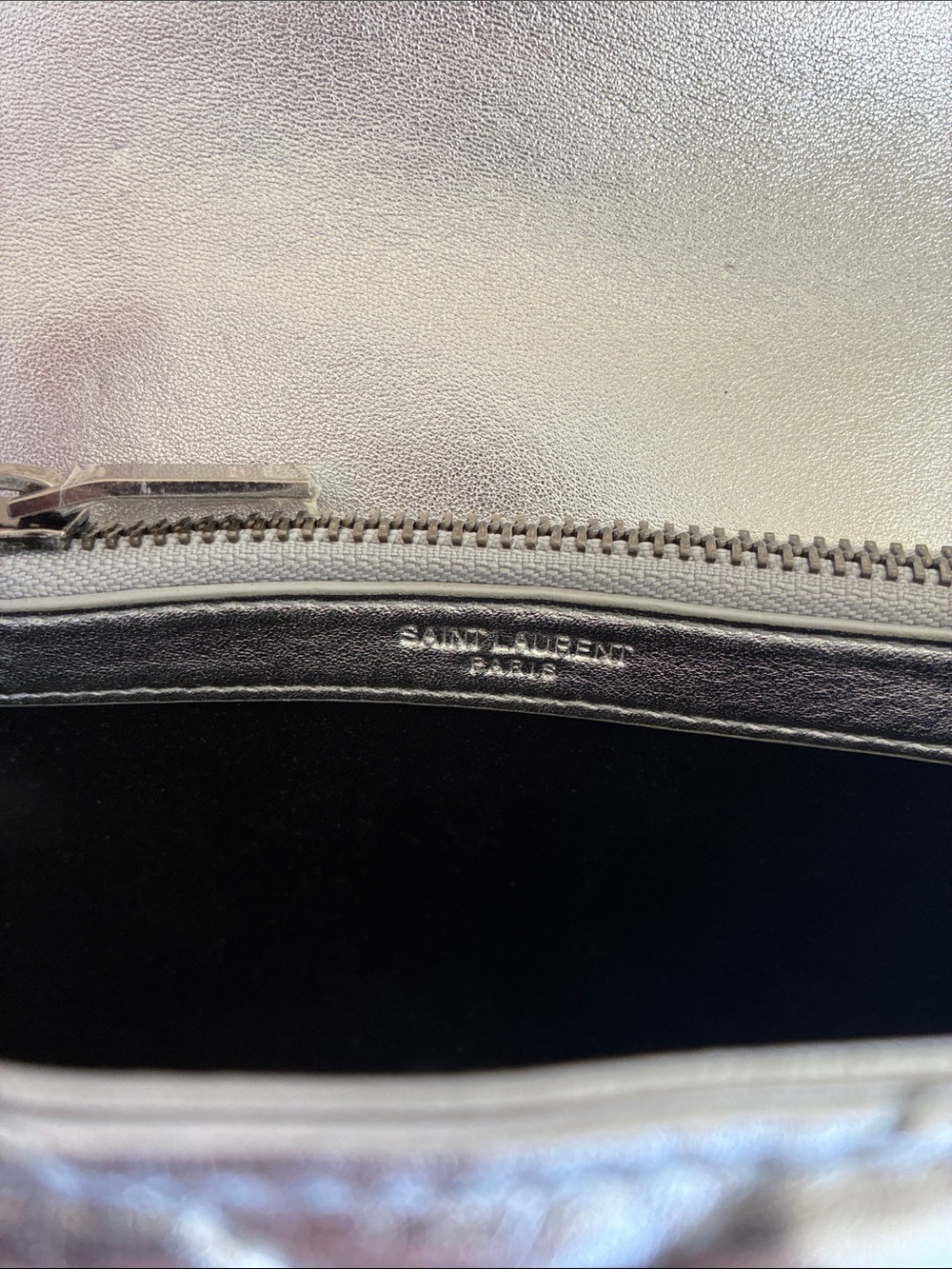 Saint Laurent Metallic Silver Chevron Crossbody Bag - Picture 4 of 11